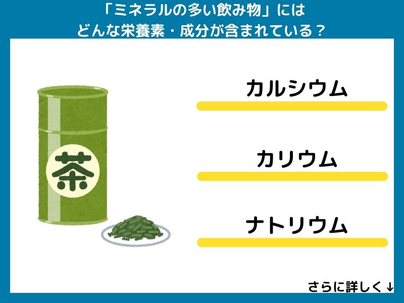 ミネラルの多い飲み物にはどんな栄養素・成分が含まれている？