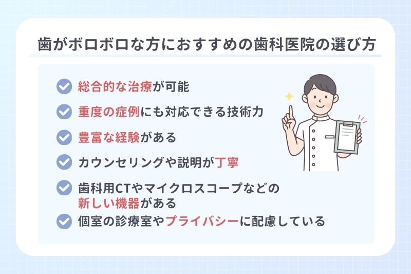 歯がボロボロな方におすすめの歯科医院の選び方