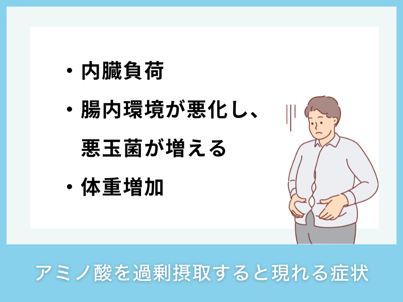アミノ酸を過剰摂取すると現れる症状