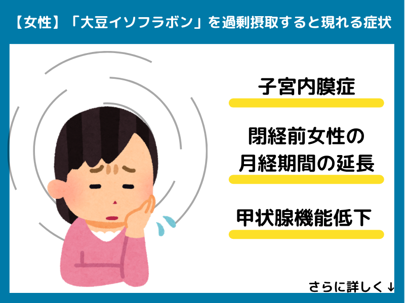 【女性】大豆イソフラボンを過剰摂取すると現れる症状