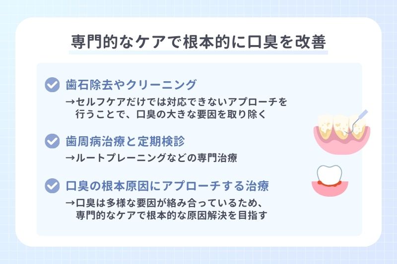 専門的なケアで根本的に口臭を改善