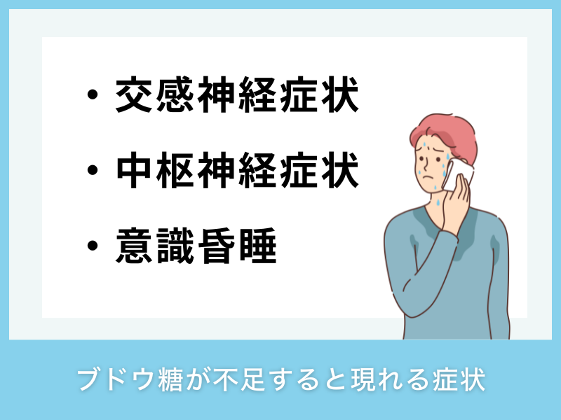 ブドウ糖が不足すると現れる症状