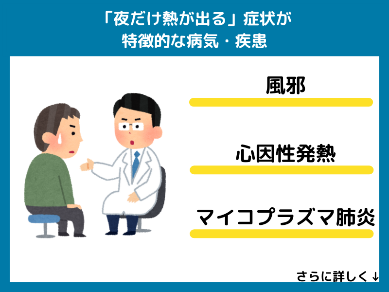 「夜だけ熱が出る」症状が特徴的な病気・疾患