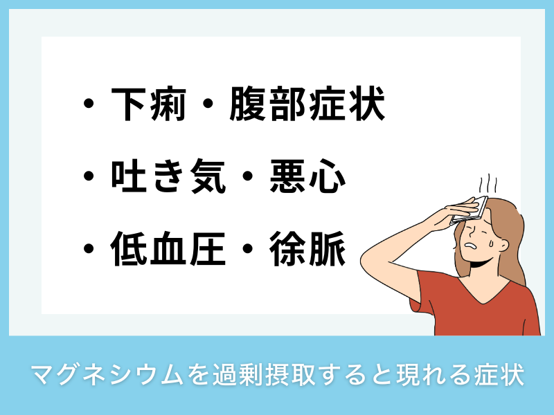 マグネシウムを過剰摂取すると現れる症状