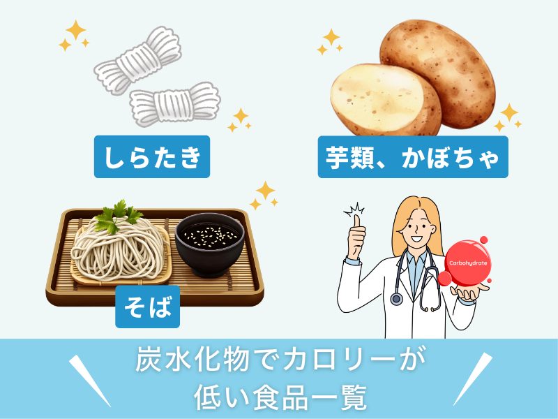 炭水化物でカロリーが低い食品一覧