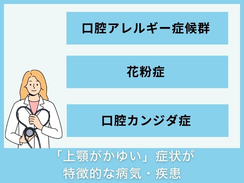 「上顎がかゆい」症状が特徴的な病気・疾患