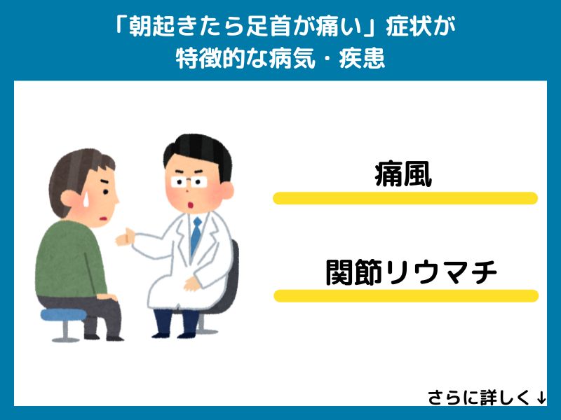 「朝起きたら足首が痛い」症状が特徴的な病気・疾患