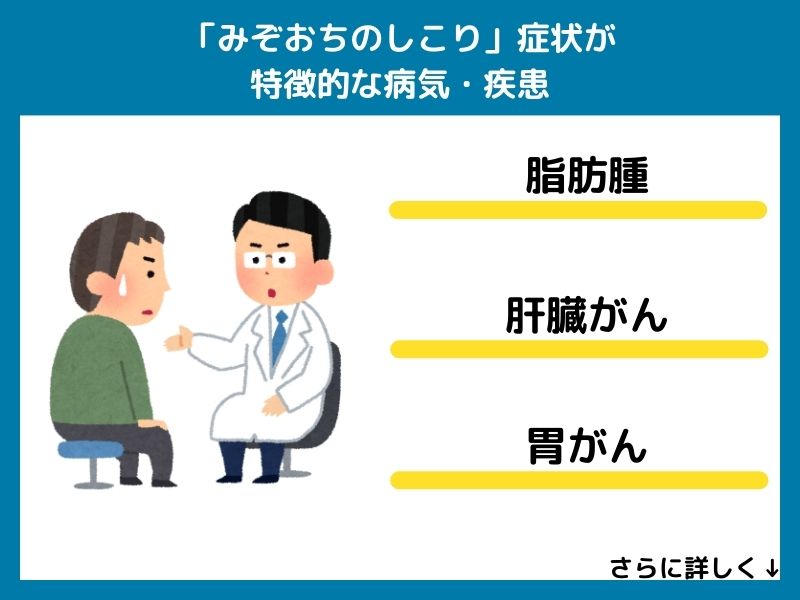 「みぞおちのしこり」症状が特徴的な病気・疾患