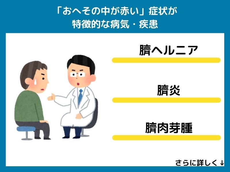 「おへその中が赤い」症状が特徴的な病気・疾患