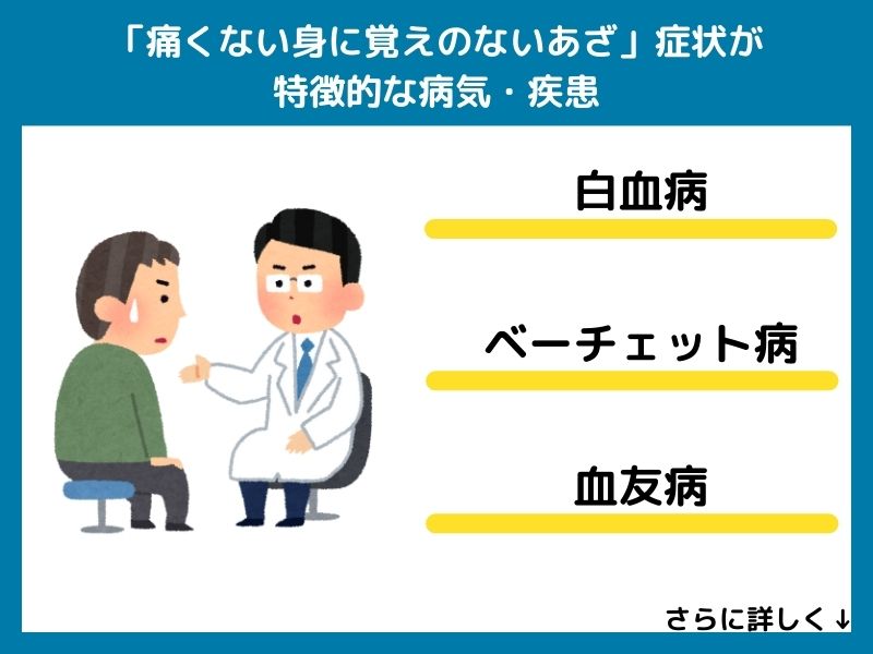 「痛くない身に覚えのないあざ」症状が特徴的な病気・疾患