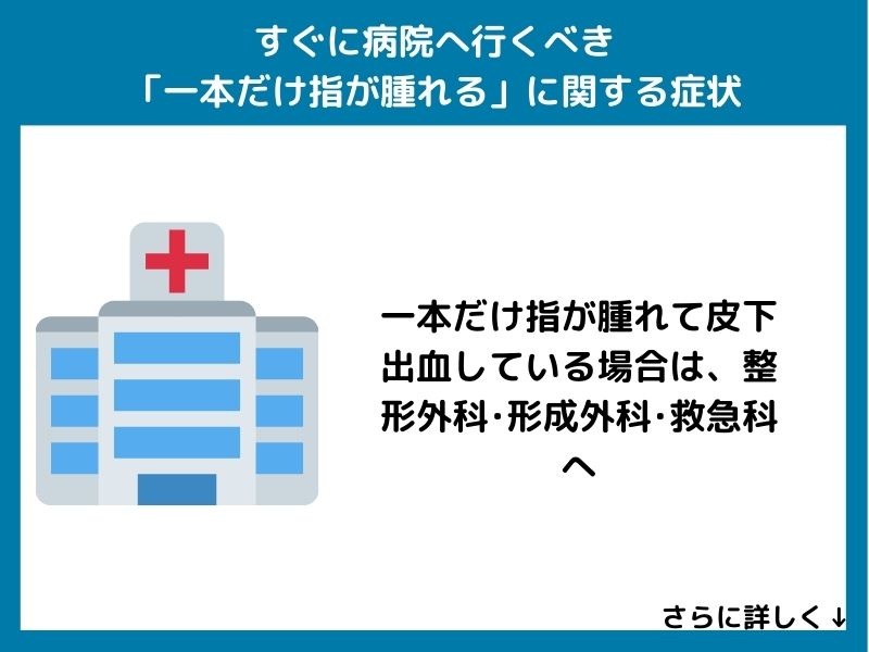 すぐに病院へ行くべき「一本だけ指が腫れる」に関する症状