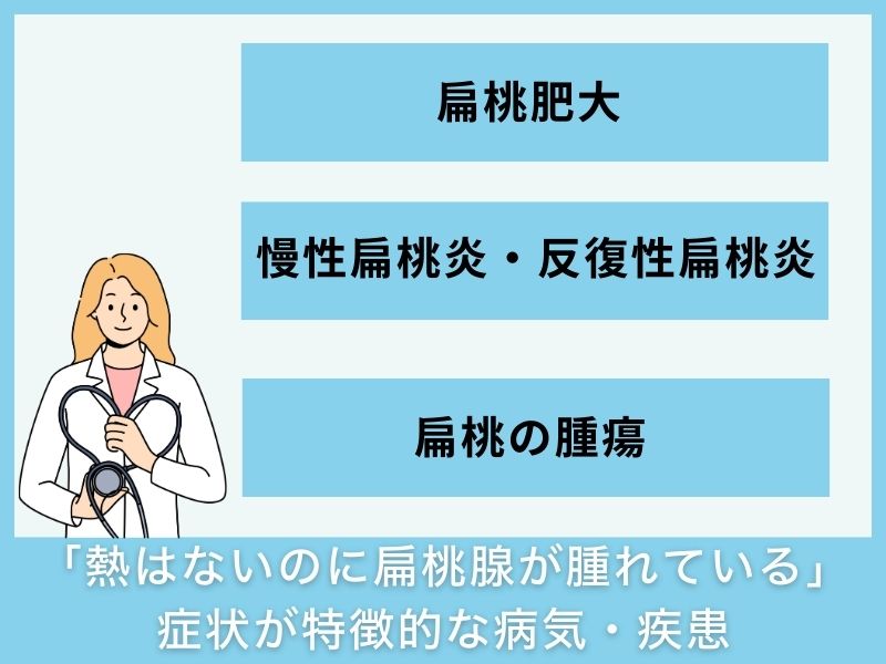 「熱はないのに扁桃腺が腫れている」症状が特徴的な病気・疾患