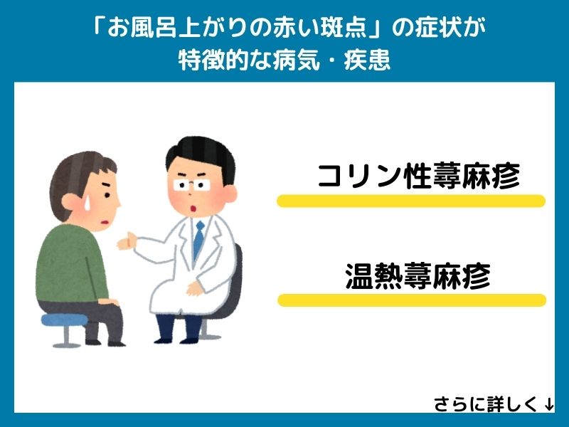 「お風呂上がりの赤い斑点」の症状が特徴的な病気・疾患