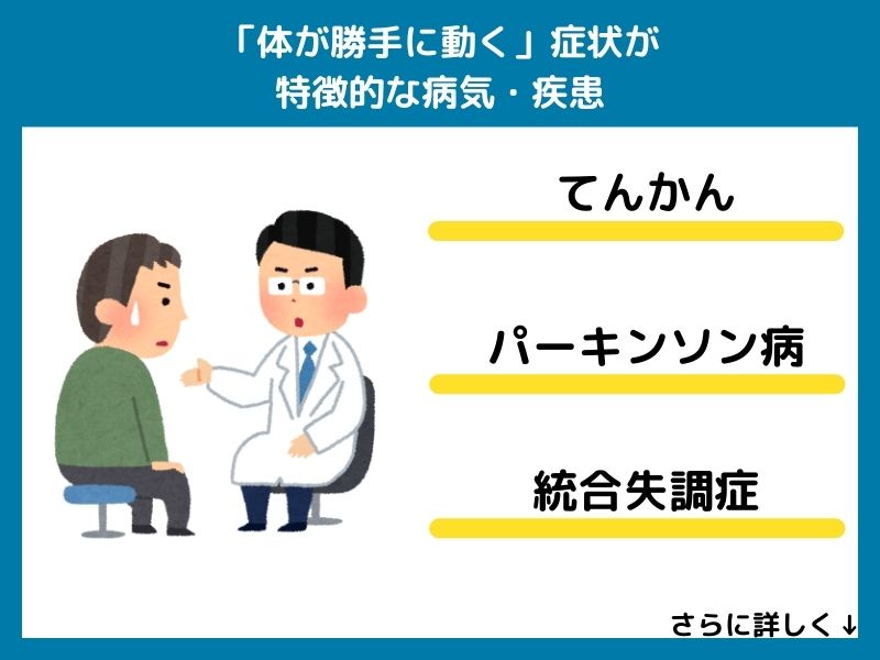「体が勝手に動く」症状が特徴的な病気・疾患