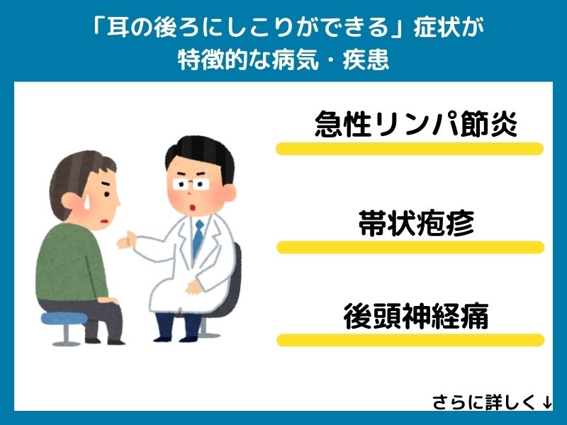 「耳の後ろにしこりができる」症状が特徴的な病気・疾患