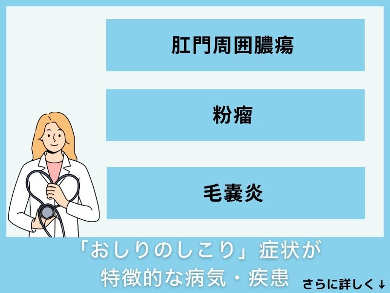 「おしりのしこり」の症状が特徴的な病気・疾患