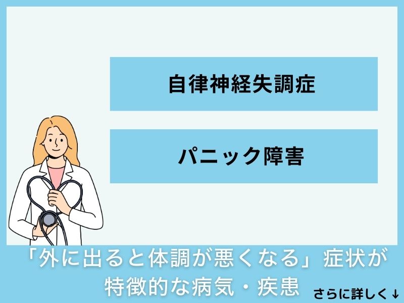 「外に出ると体調が悪くなる」症状が特徴的な病気・疾患