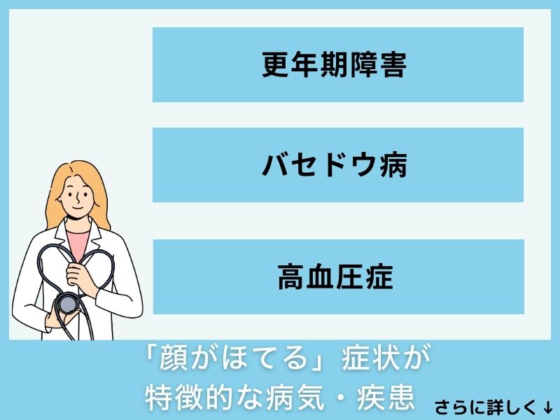「顔がほてる」症状が特徴的な病気・疾患