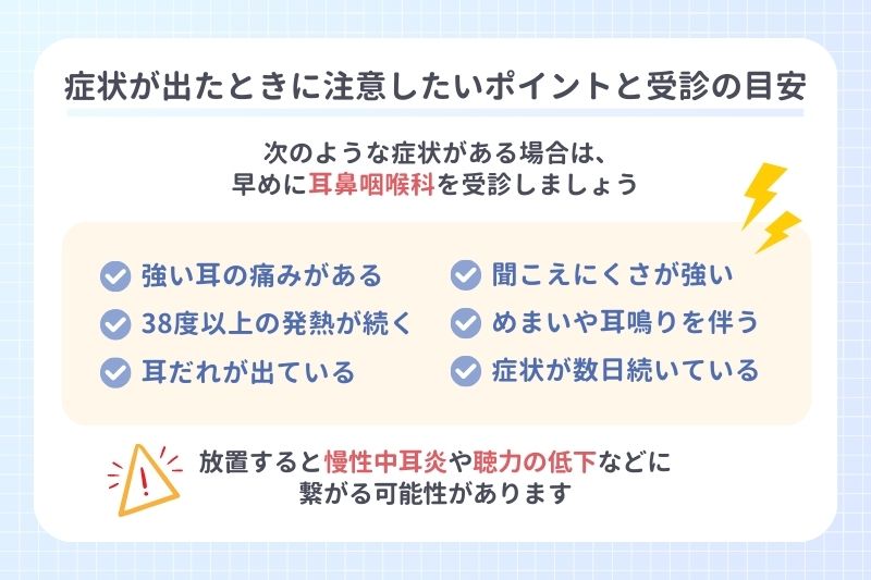 症状が出たときに注意したいポイントと受診の目安
