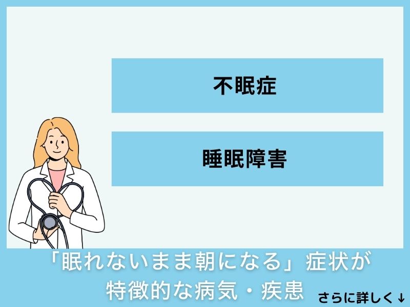 「眠れないまま朝になる」症状が特徴的な病気・疾患