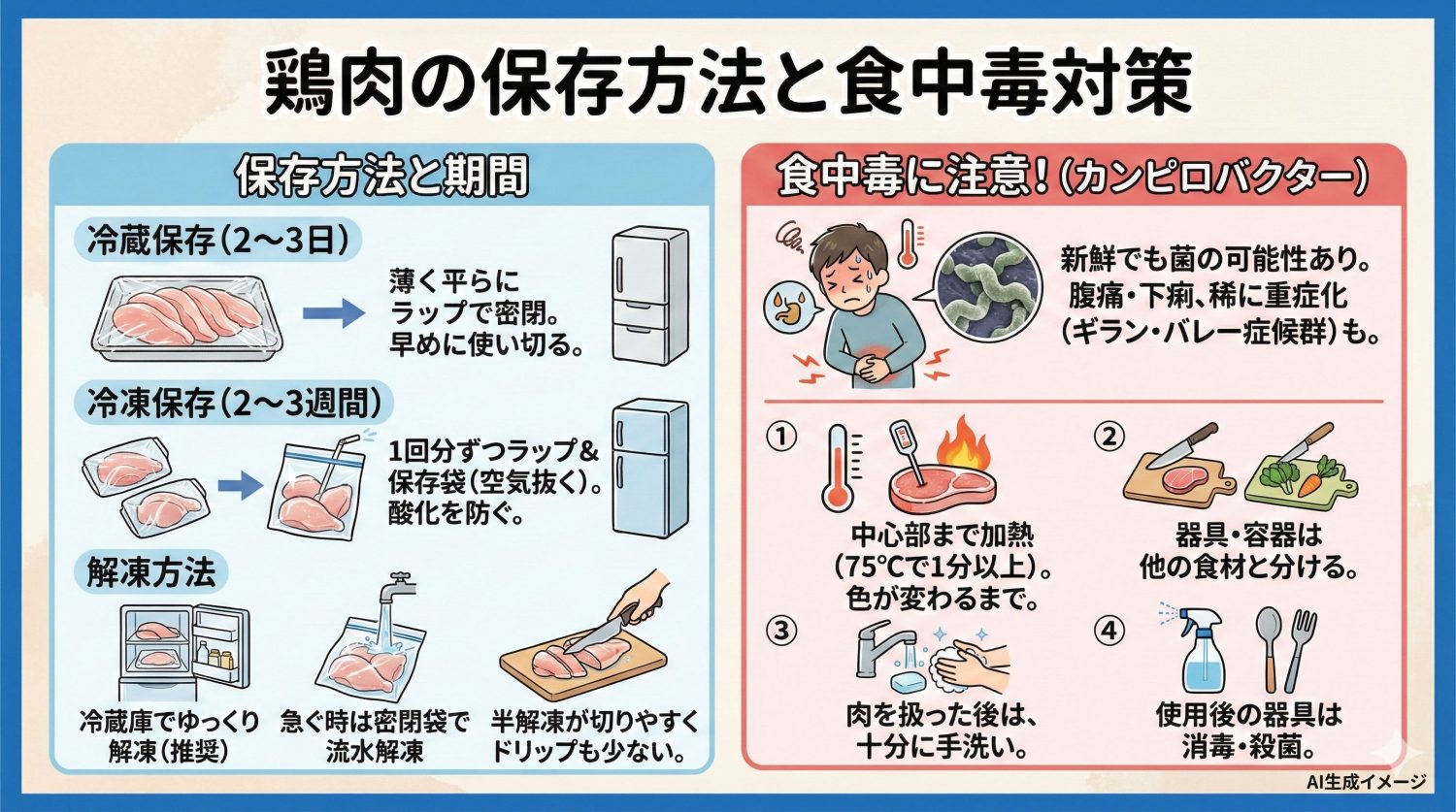 鶏肉の保存方法や期間