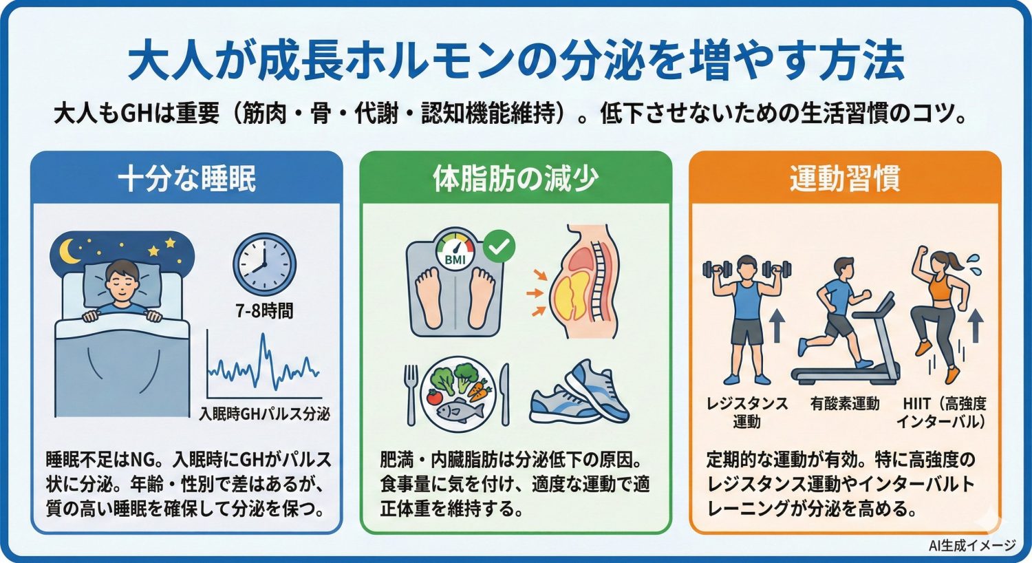 大人が成長ホルモンの分泌を増やす方法