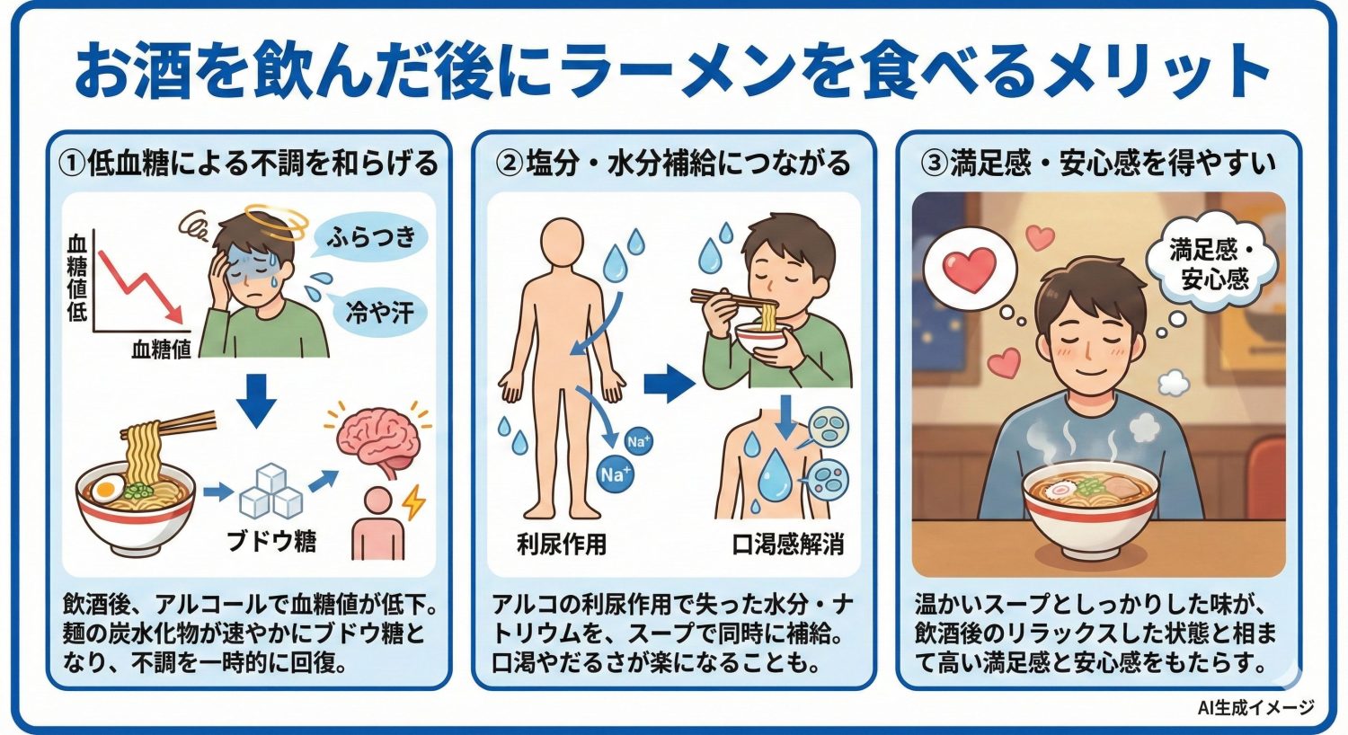 お酒を飲んだ後にラーメンを食べるメリット