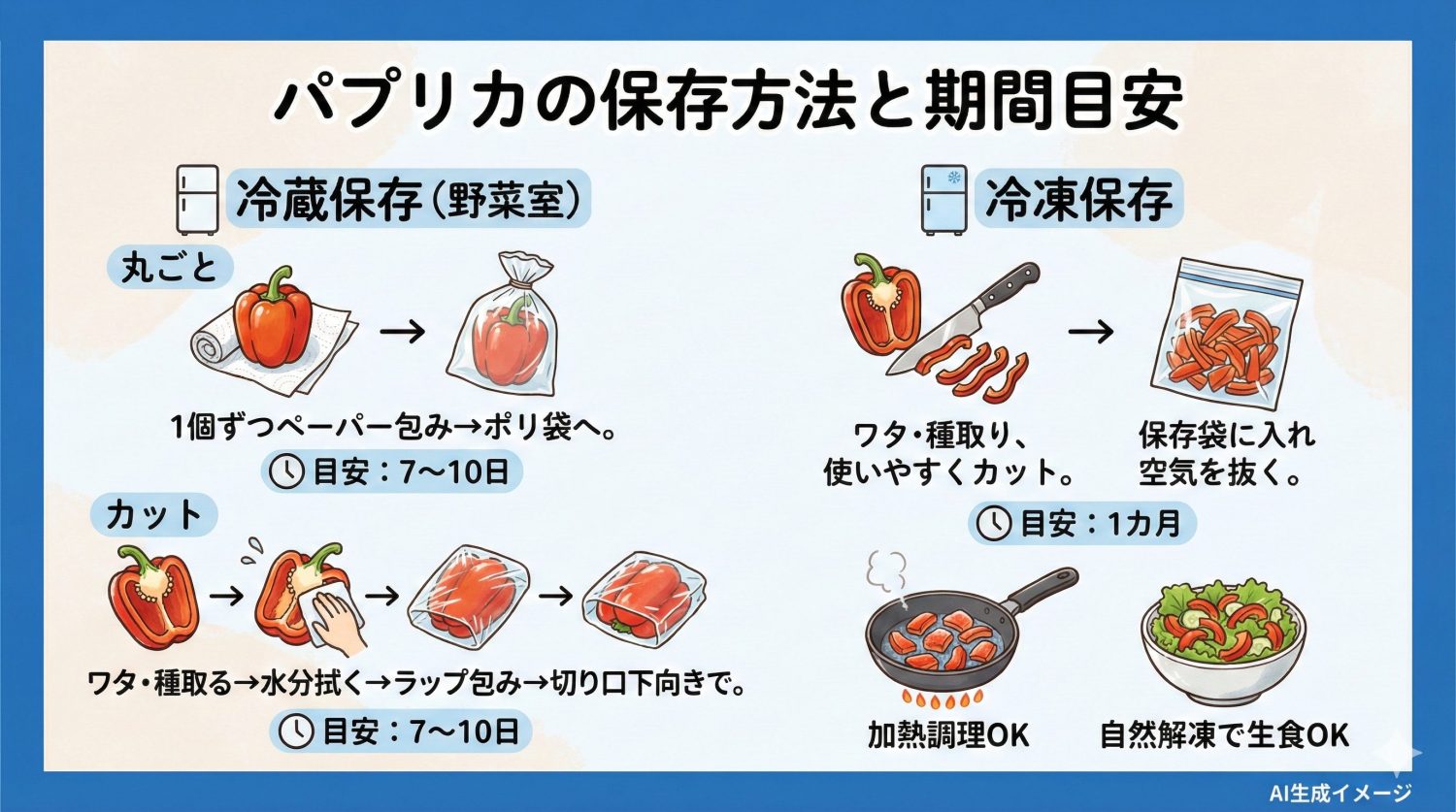 パプリカの保存方法や期間