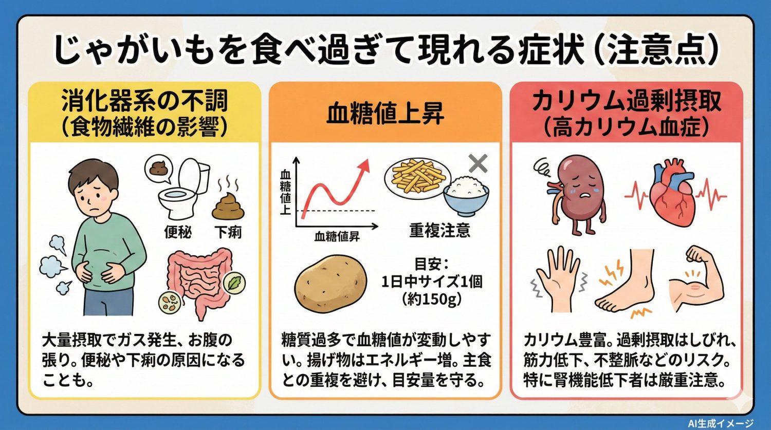 じゃがいもを食べ過ぎて現れる症状