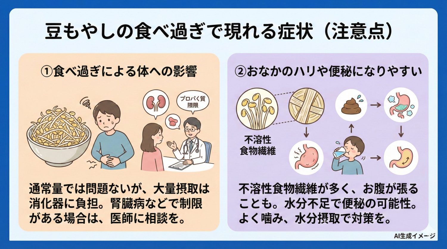 豆もやしの食べ過ぎで現れる症状