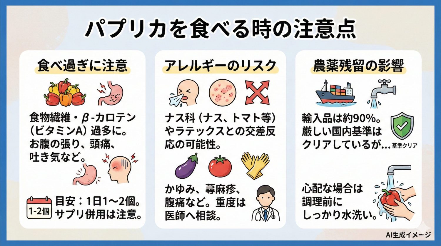 パプリカを食べる時の注意点