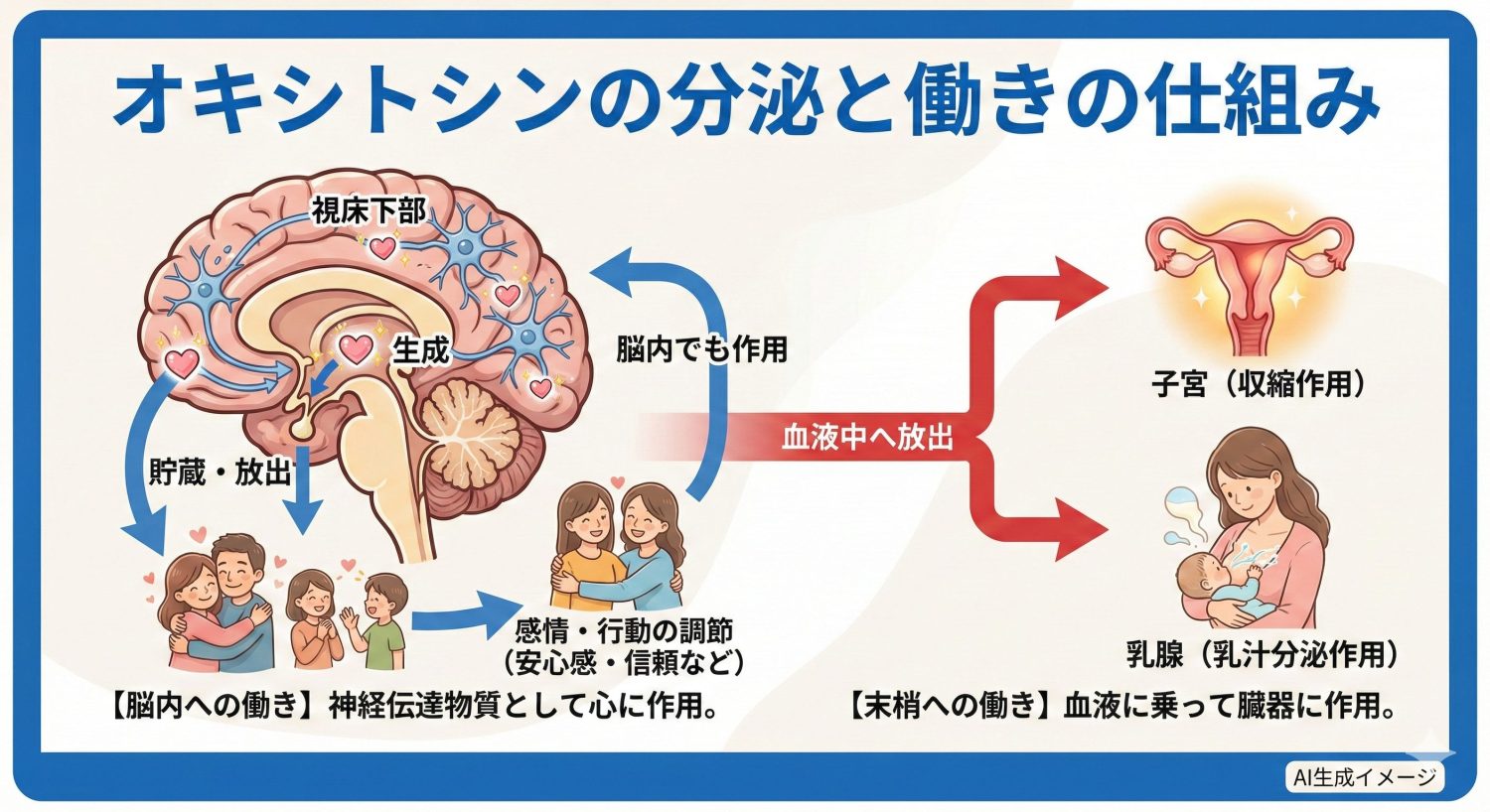 オキシトシンはどこから分泌されるの？