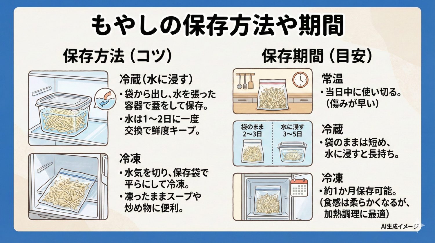 もやしの保存方法や期間