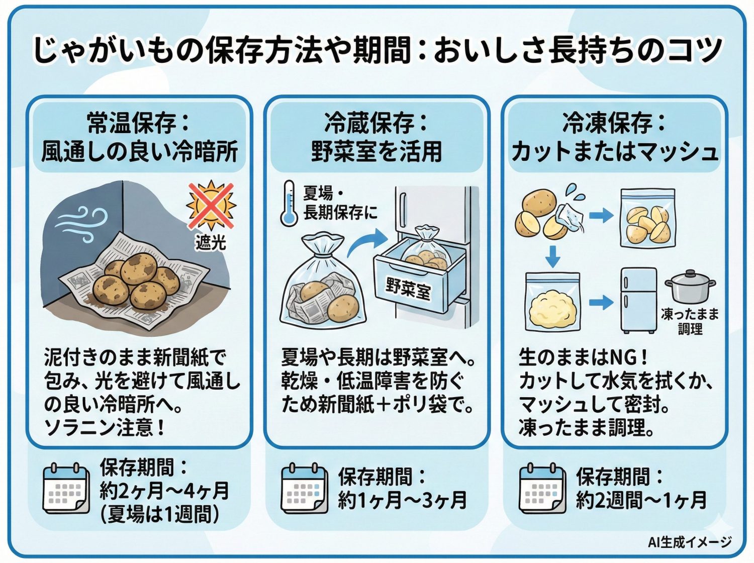じゃがいもの保存方法や期間