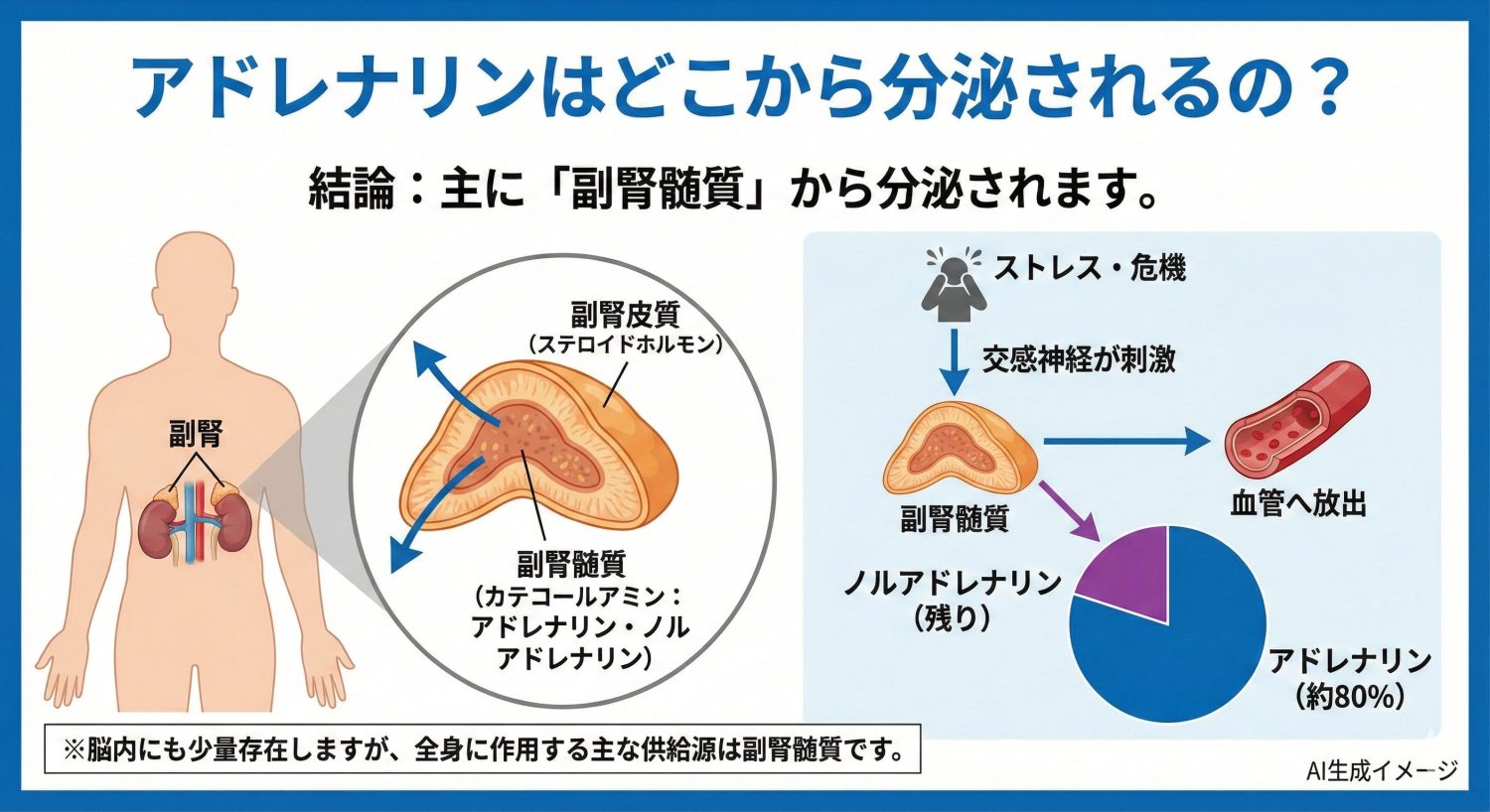 アドレナリンはどこから分泌されるの?