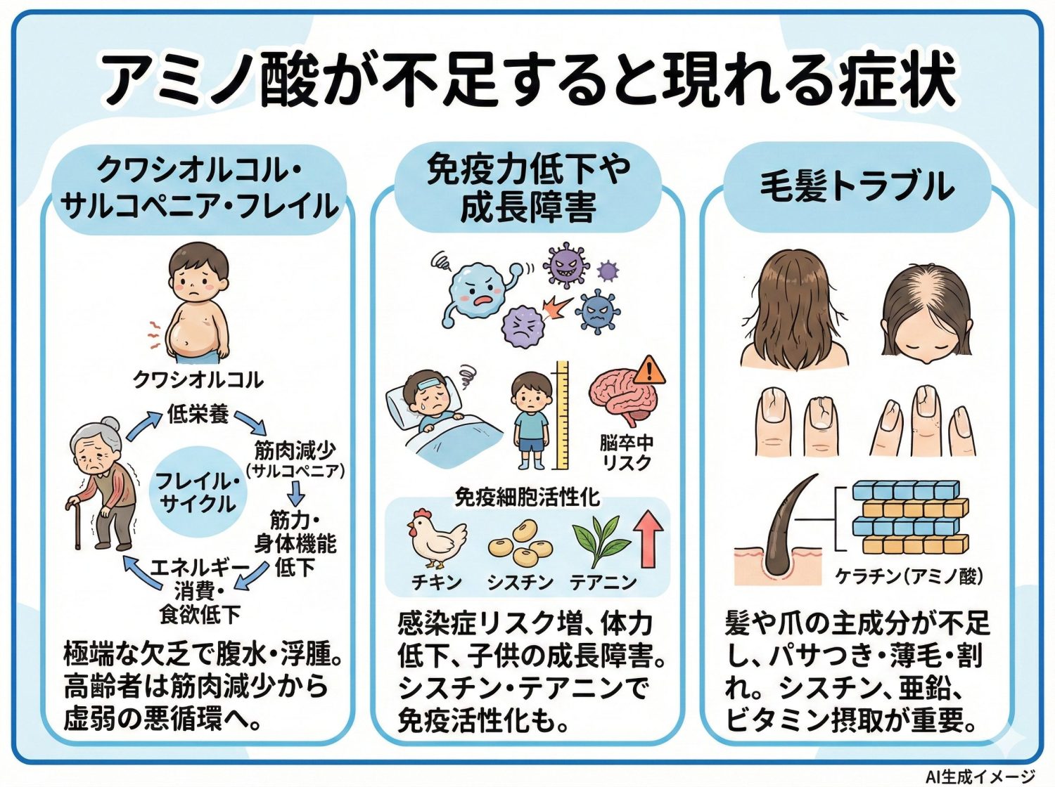 アミノ酸が不足すると現れる症状