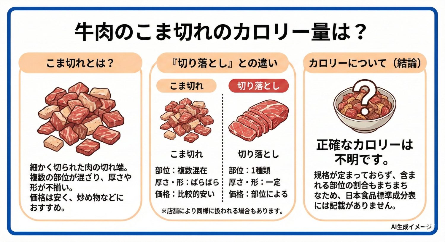 牛肉のこま切れのカロリー量は?