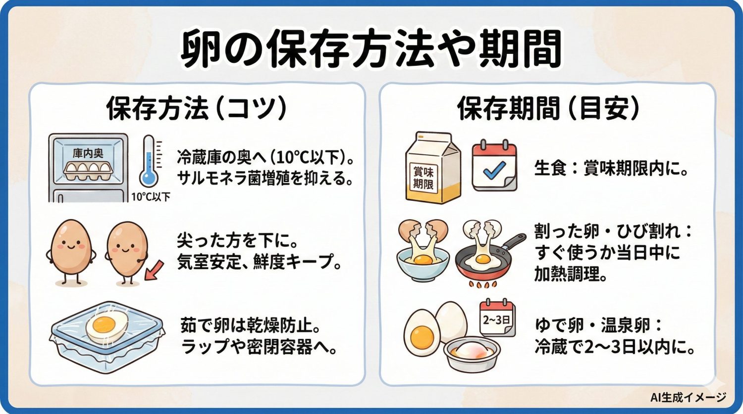 卵の保存方法や期間