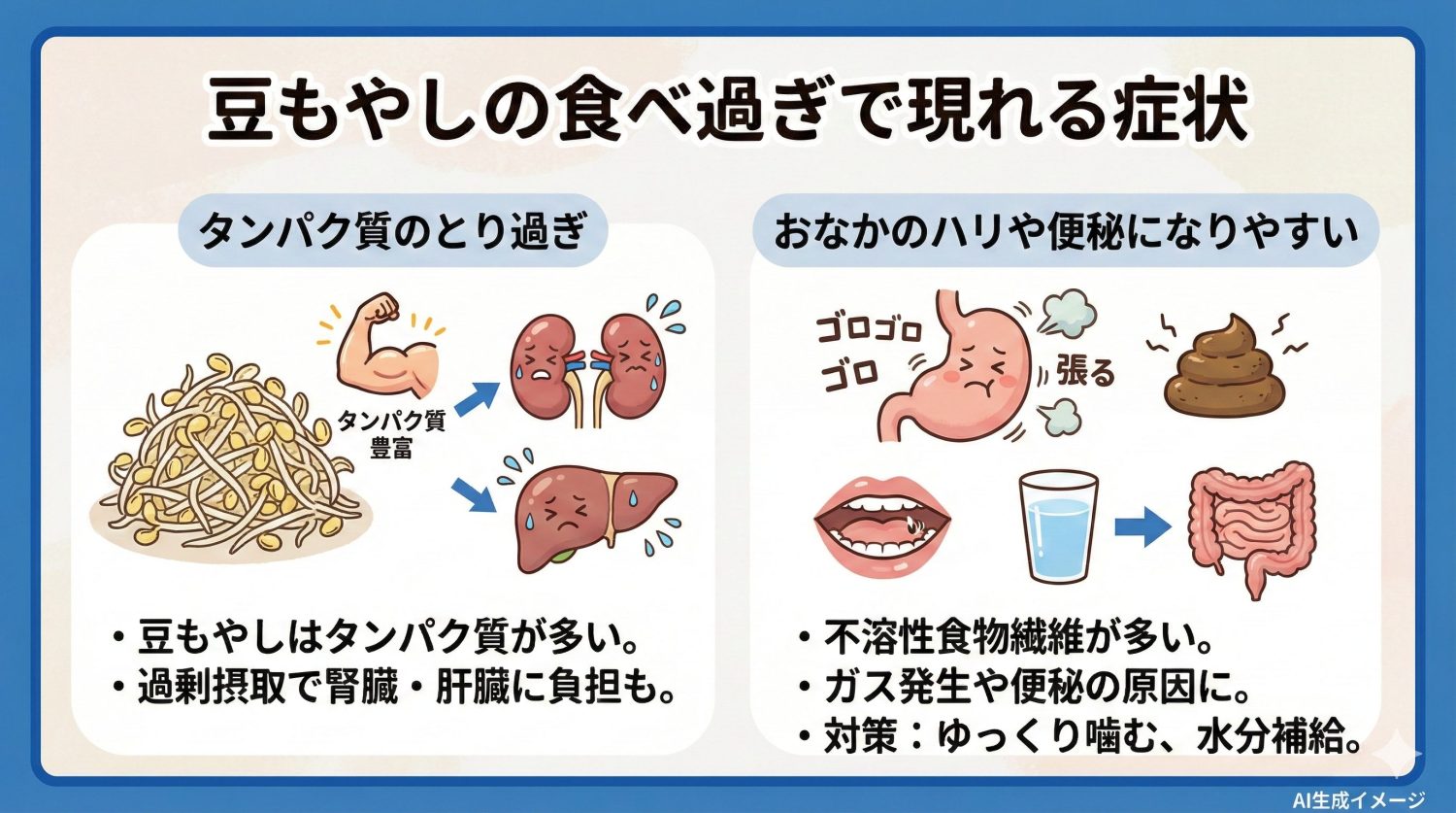 豆もやしの食べ過ぎで現れる症状