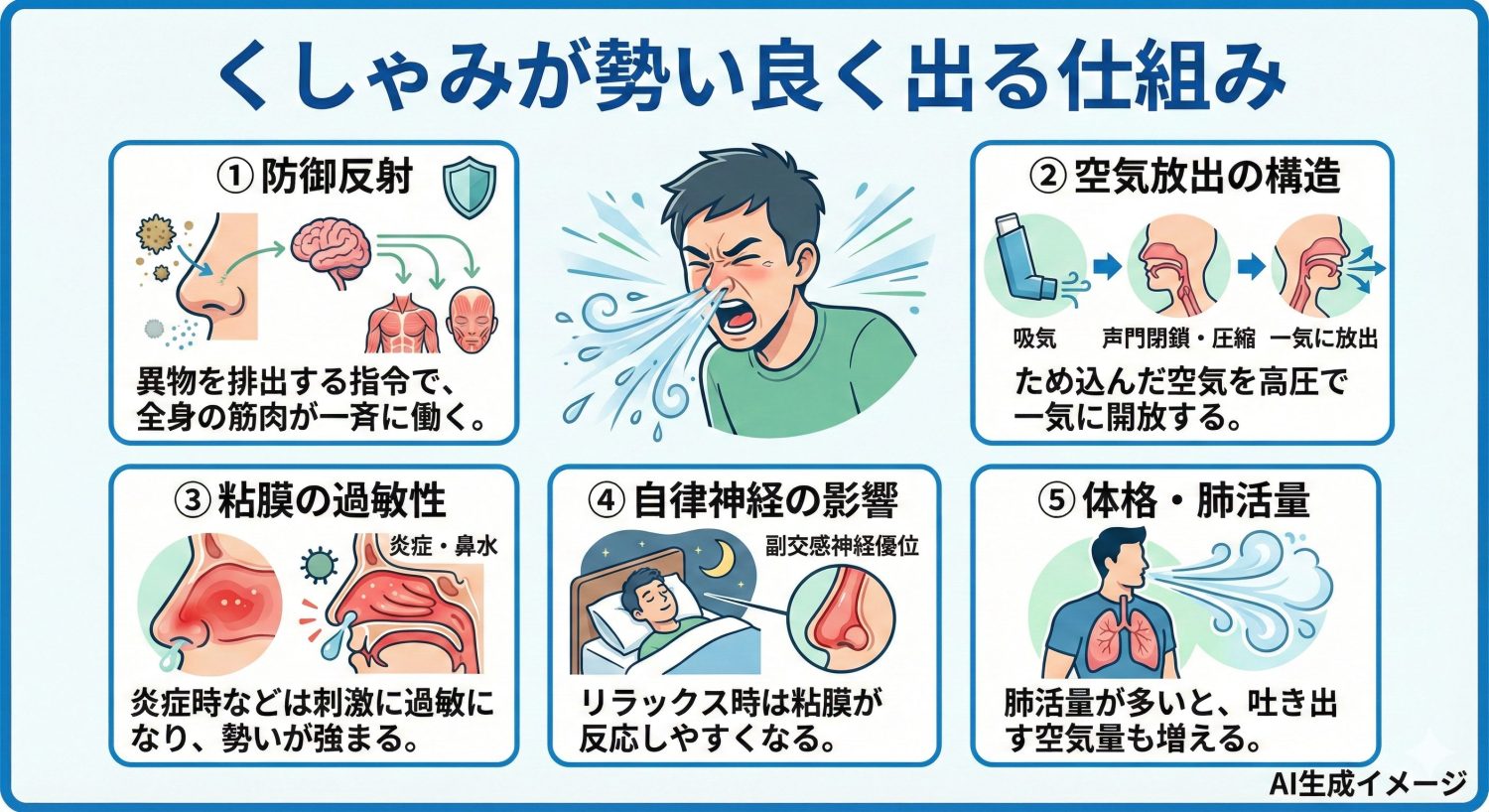 くしゃみが勢い良く出る仕組み
