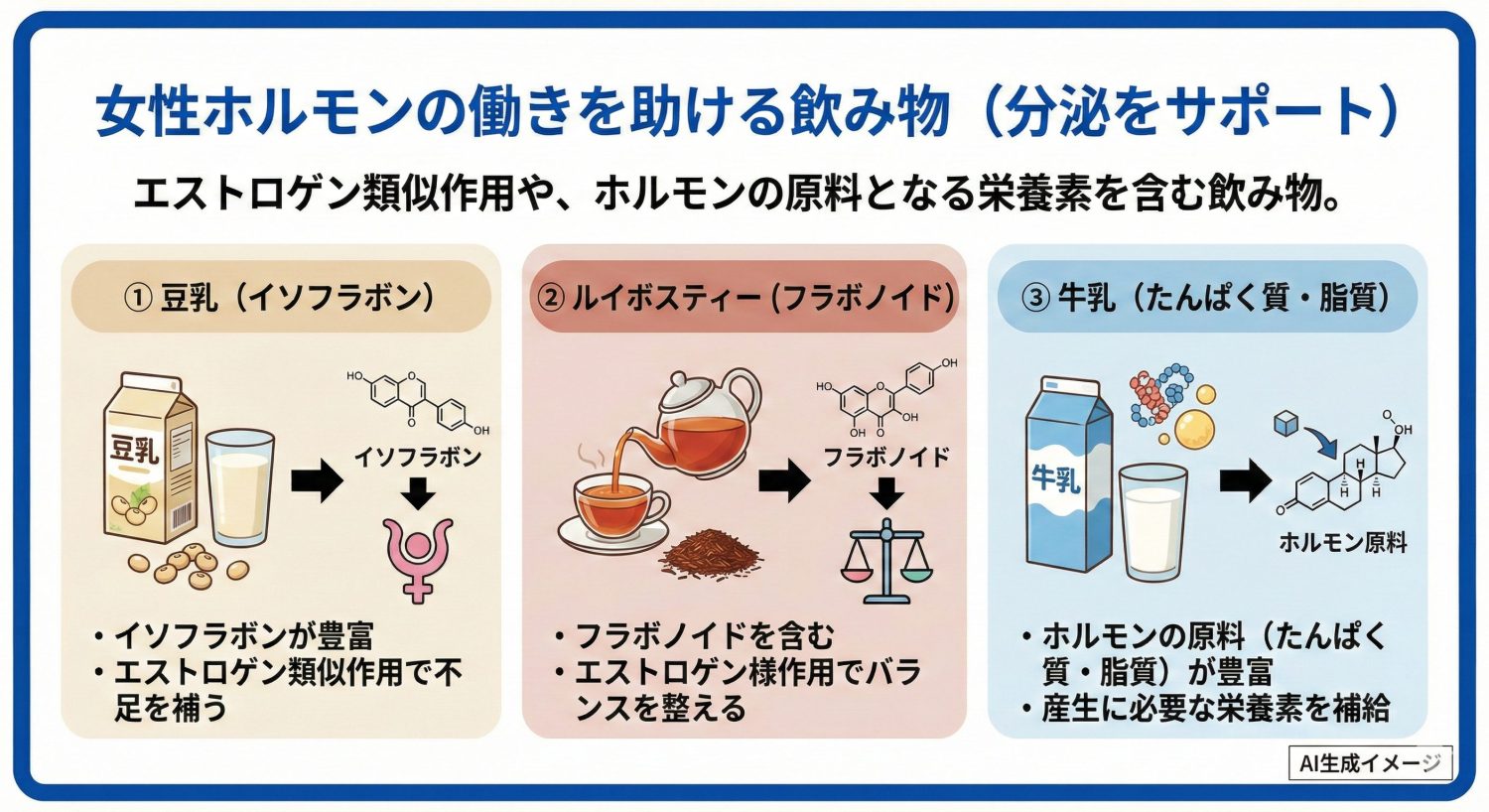 女性ホルモンの分泌を増やす飲み物