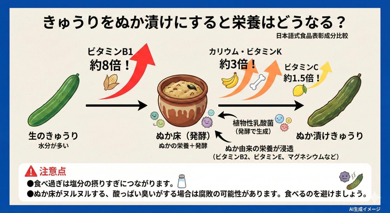 きゅうりをぬか漬けにすると栄養はどうなる?