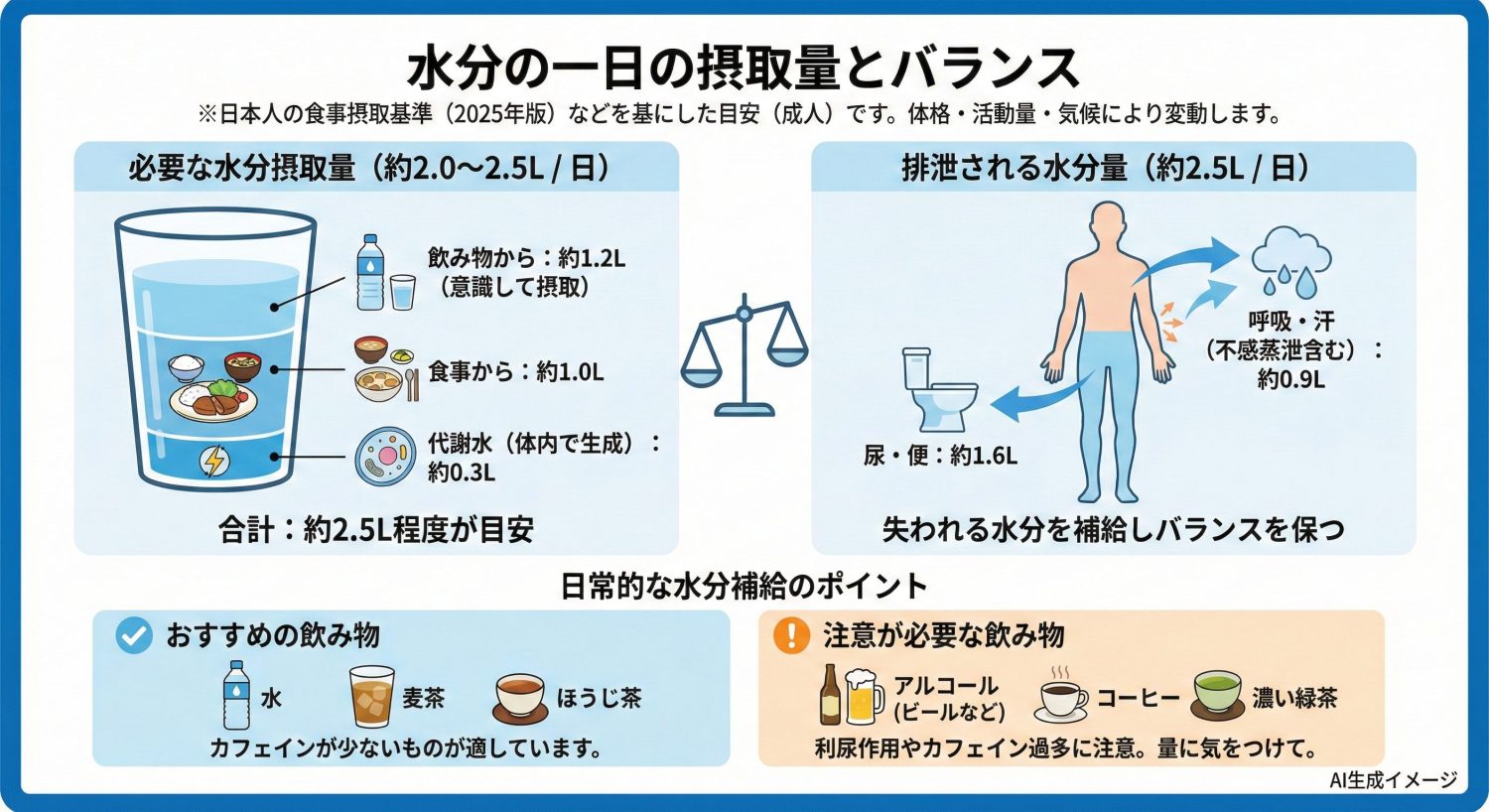 水分の一日の摂取量目安