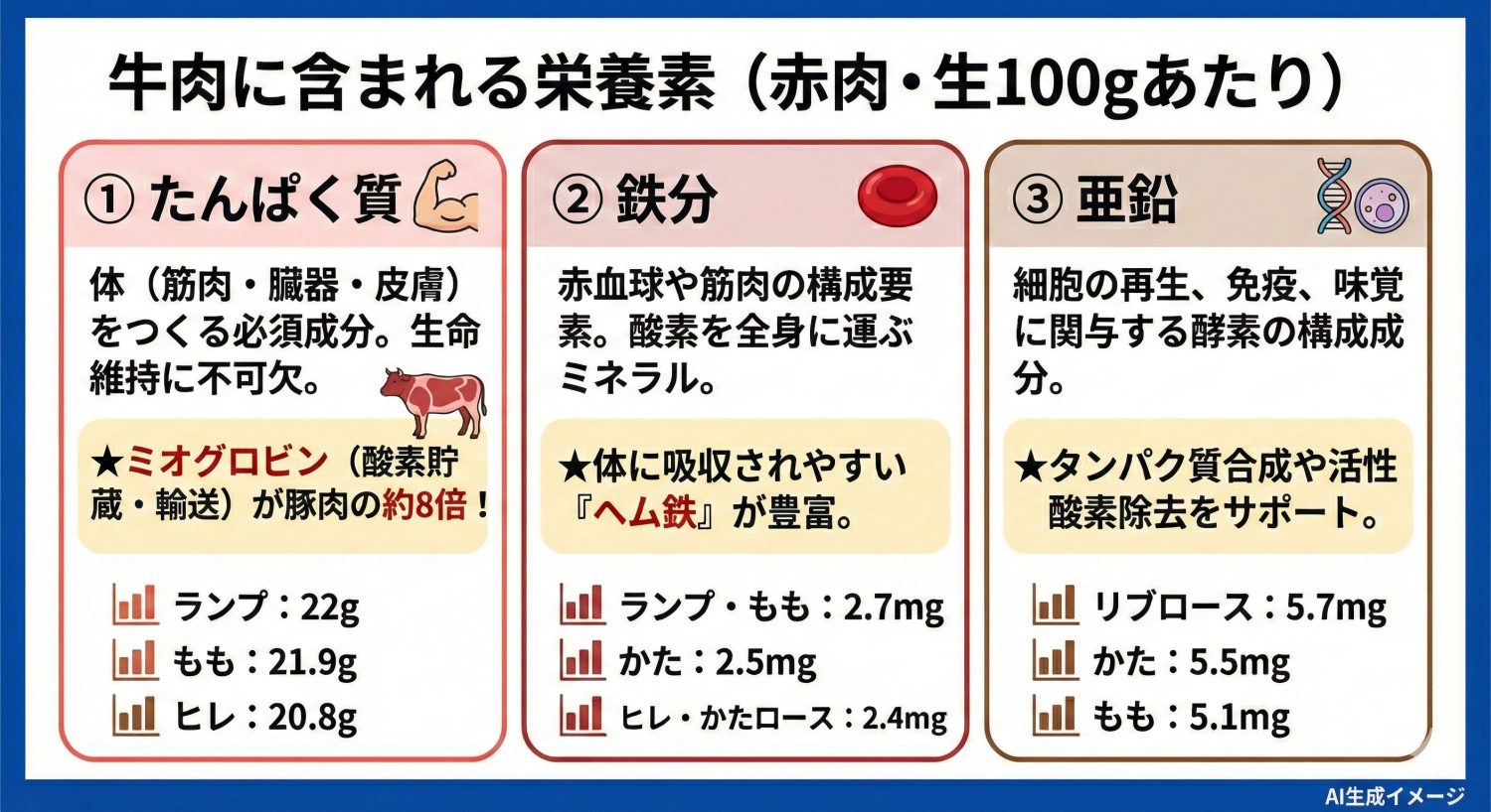 牛肉のカロリーに含まれる栄養素