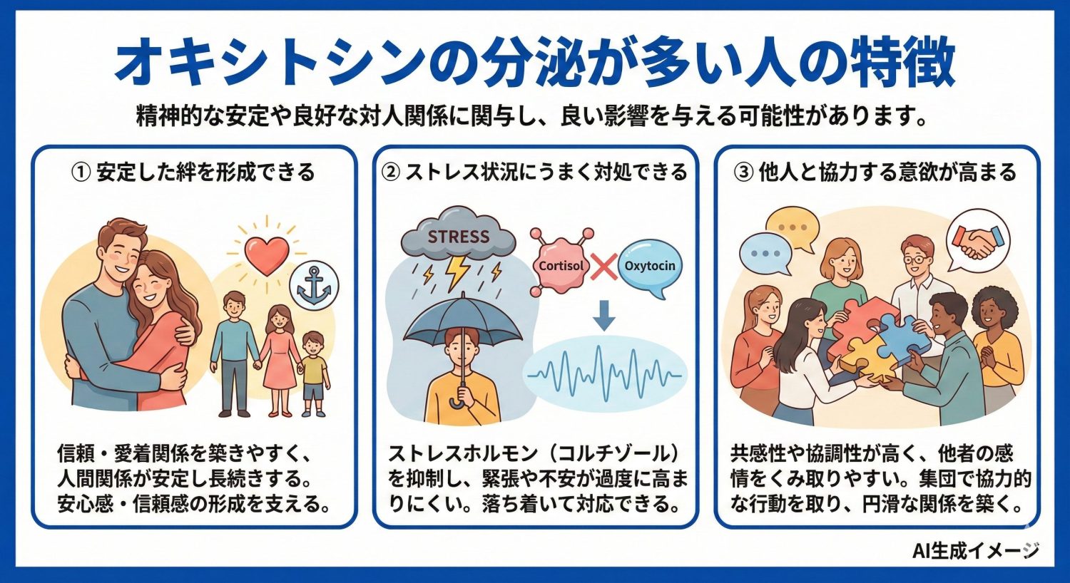 オキシトシンの分泌が多い人の特徴