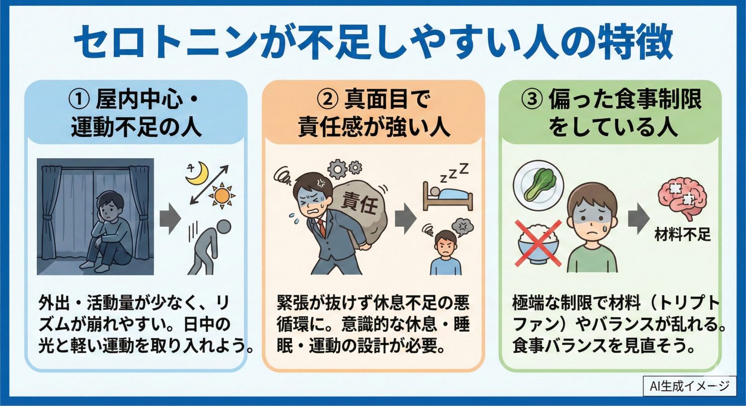 セロトニンが不足しやすい人の特徴