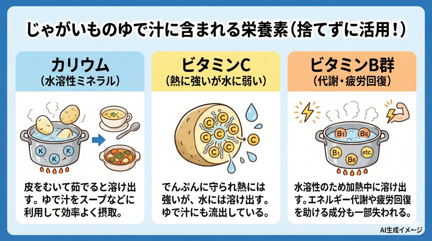 じゃがいものゆで汁に含まれる栄養素