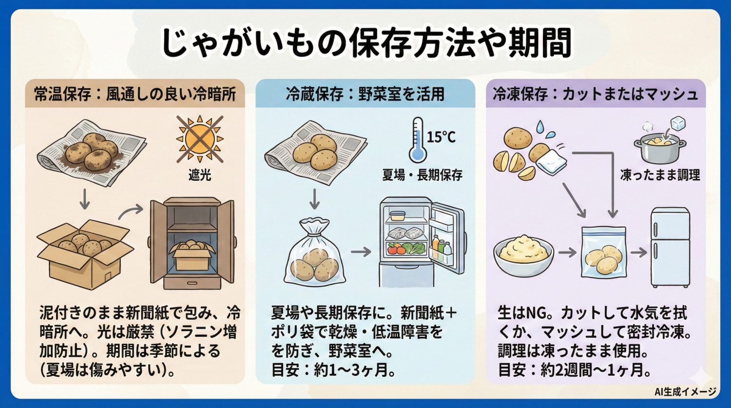 じゃがいもの保存方法や期間