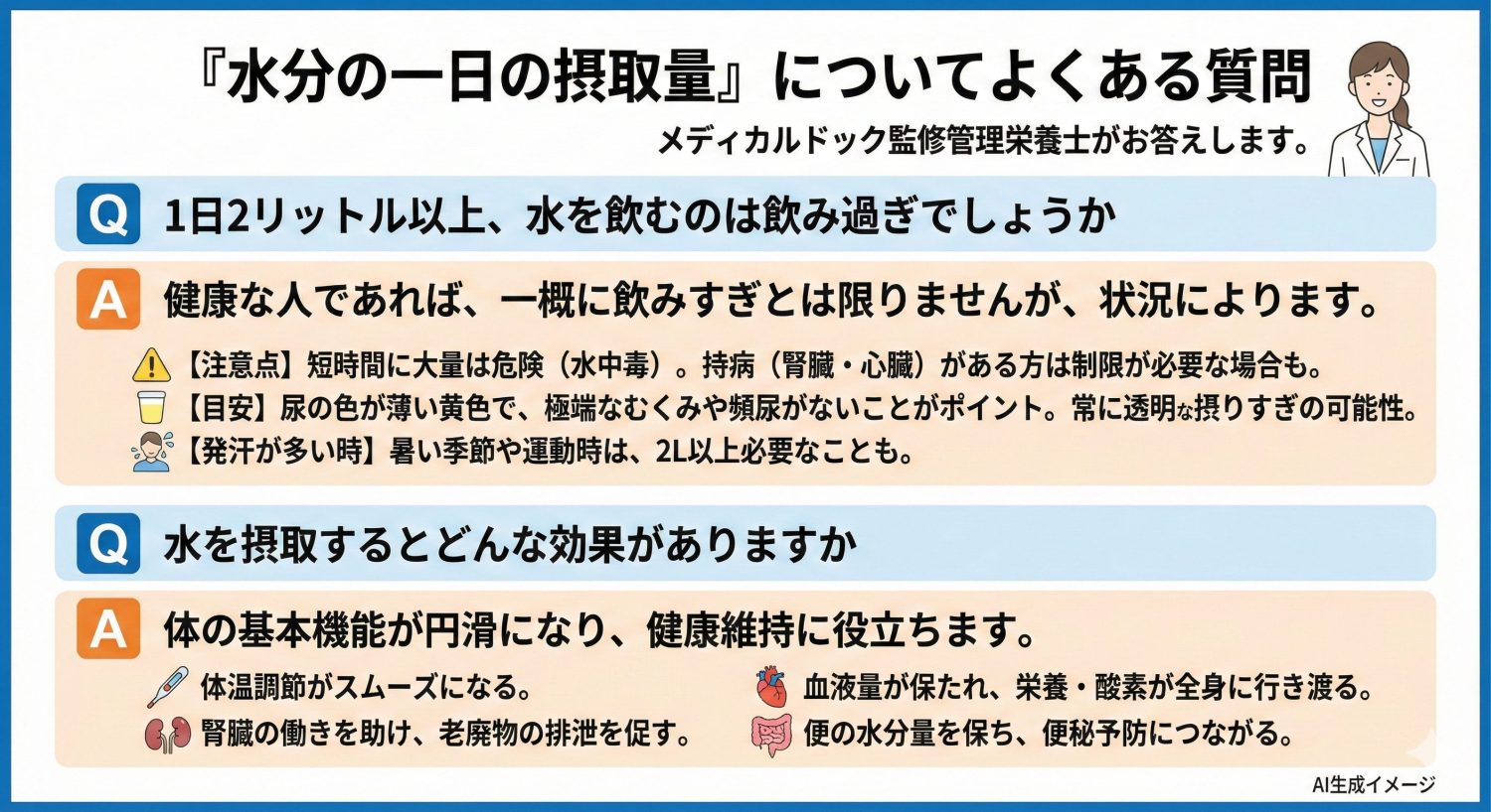 「水分の一日の摂取量」についてよくある質問