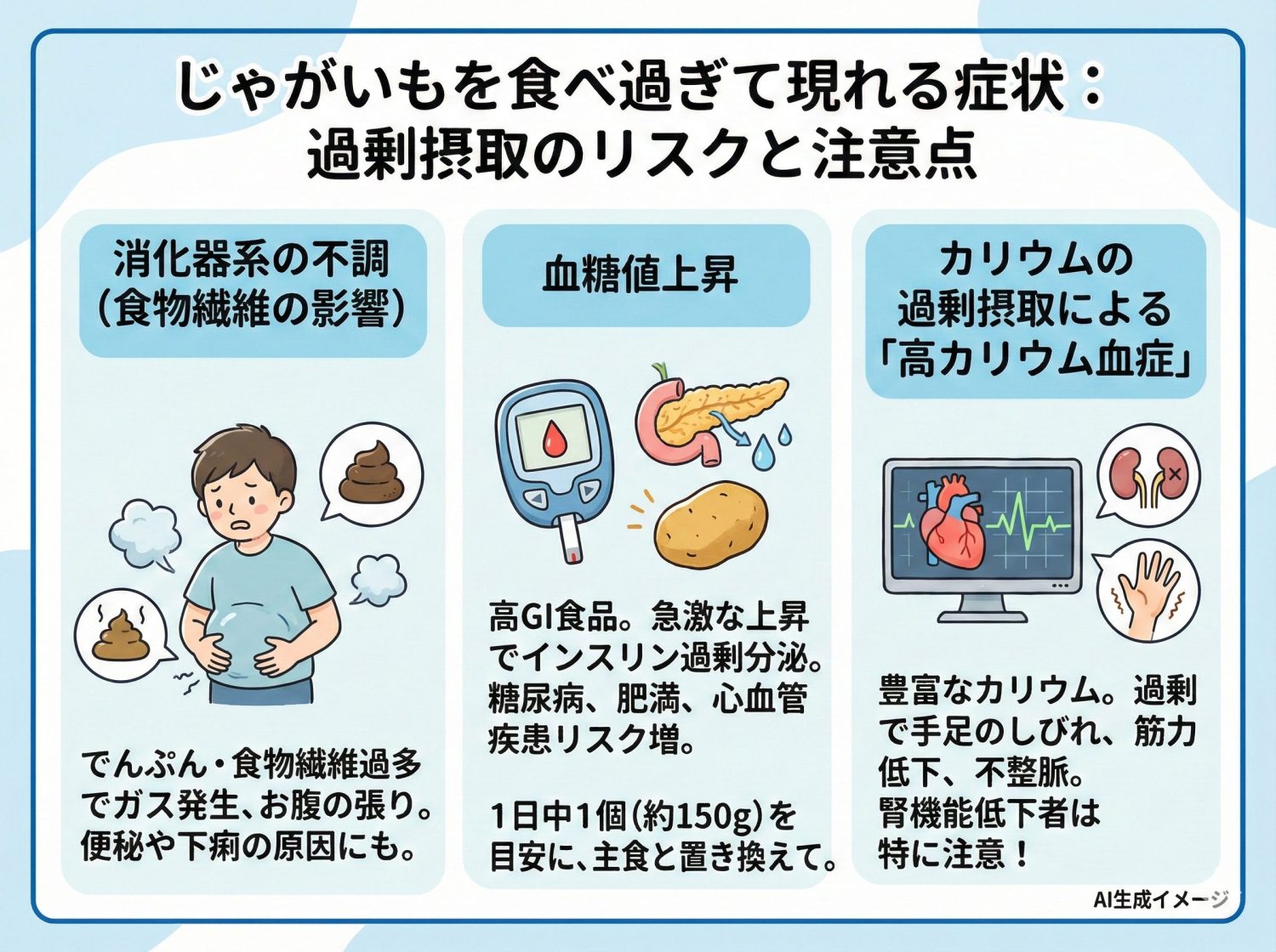 じゃがいもを食べ過ぎて現れる症状